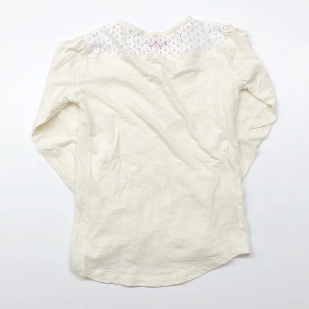 Real Love girls cream crochet long sleeve top